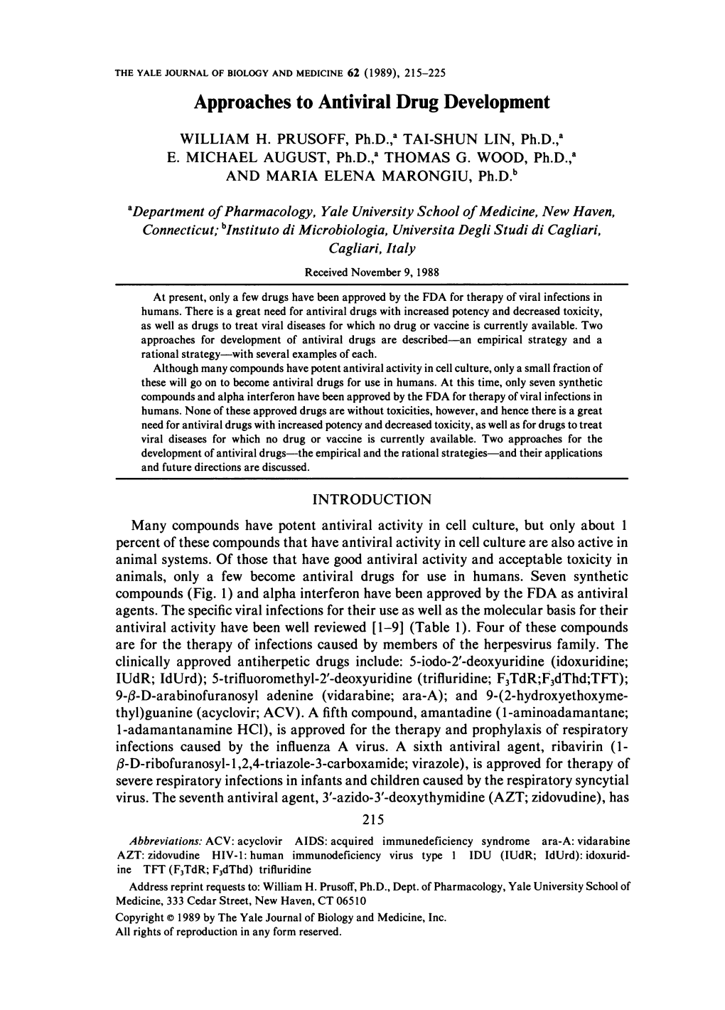 Approaches to Antiviral Drug Development WILLIAM H