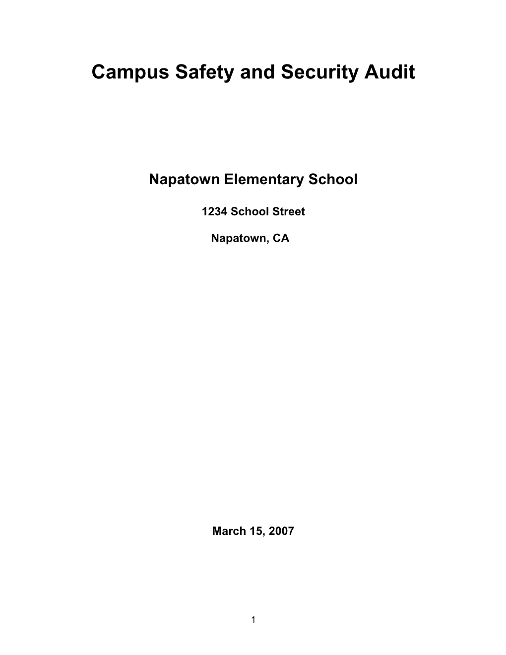 Campus Safety and Security Audit