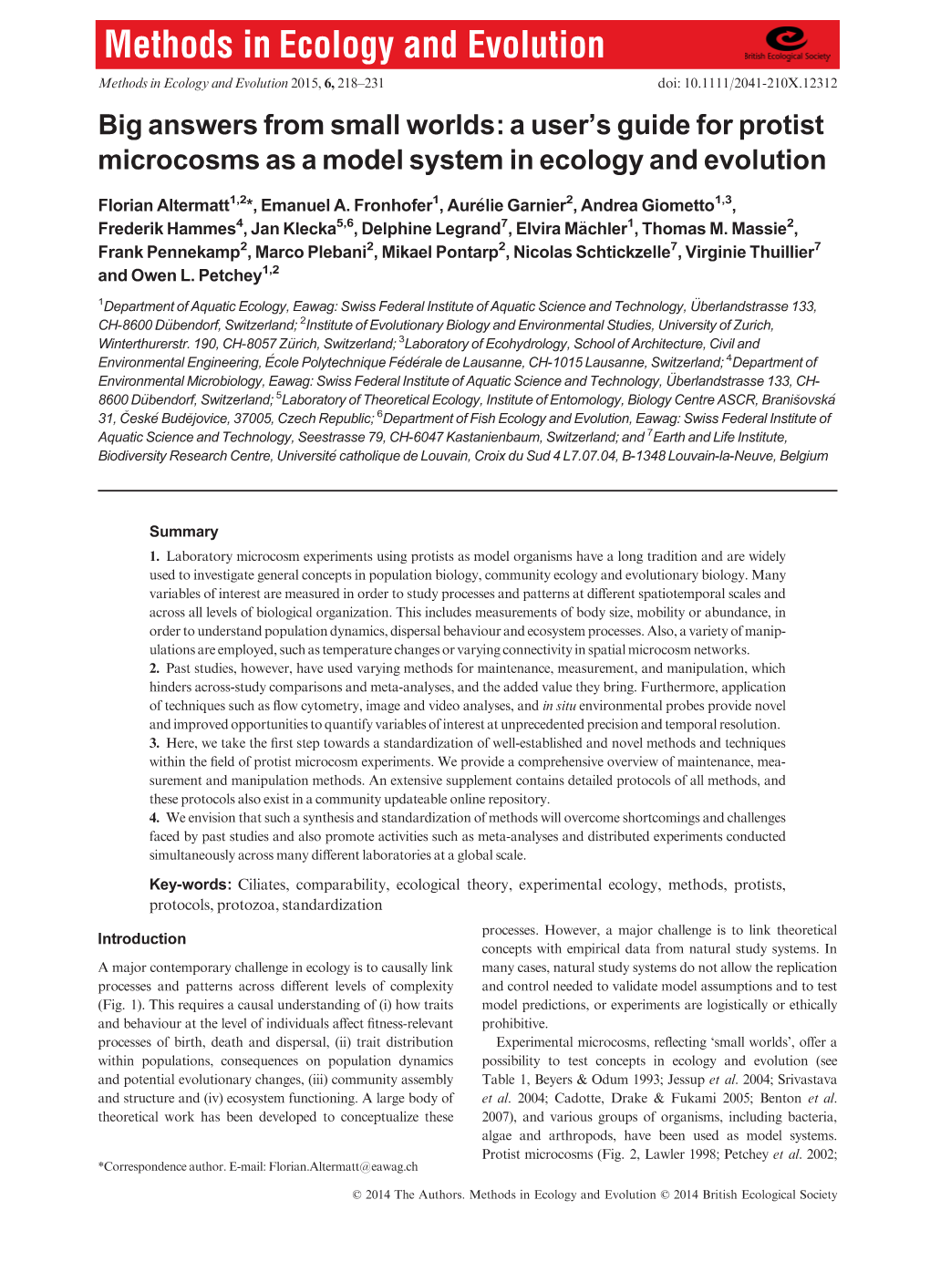 A User's Guide for Protist Microcosms As a Model System in Ecology And