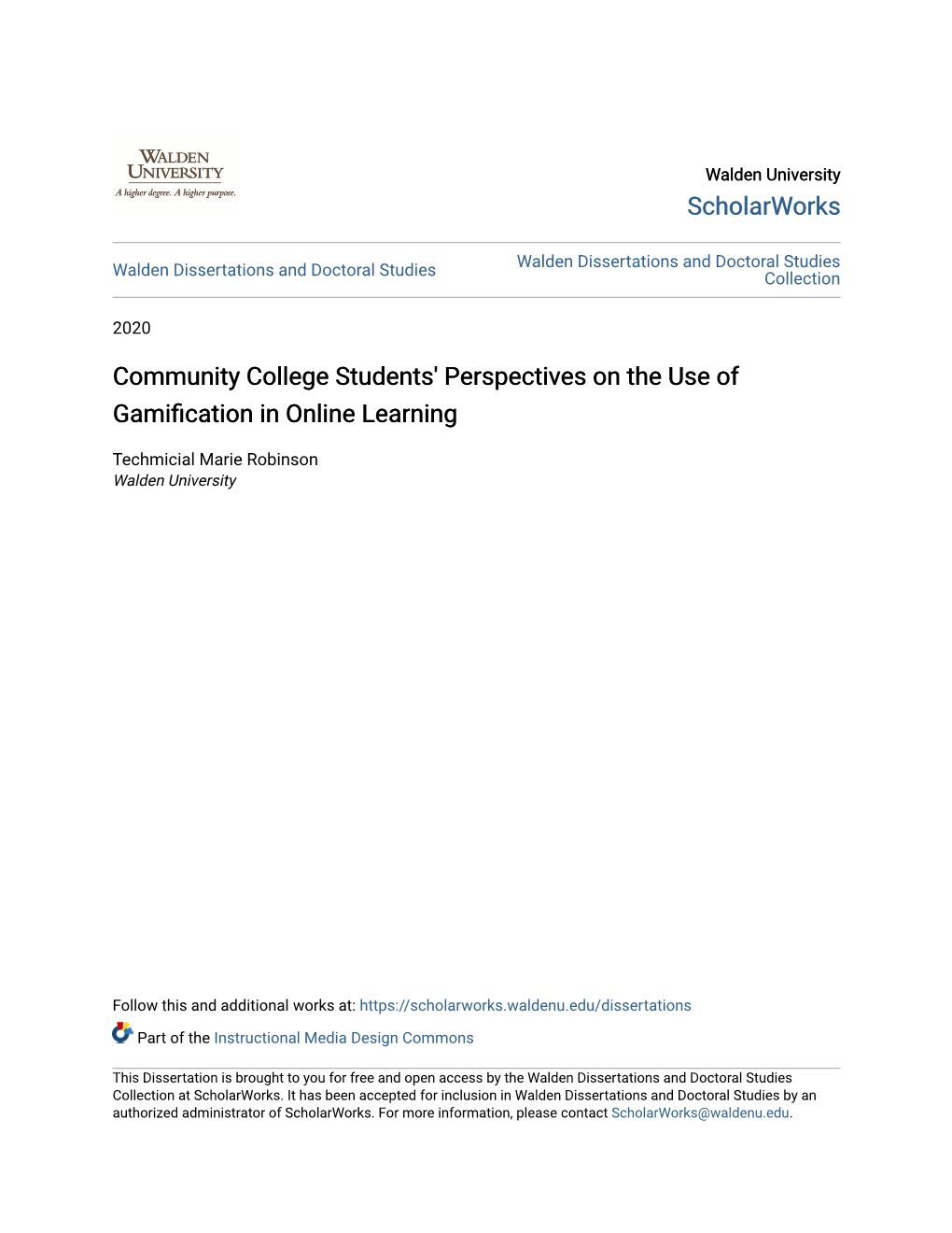 Community College Students' Perspectives on the Use of Gamification in Online Learning