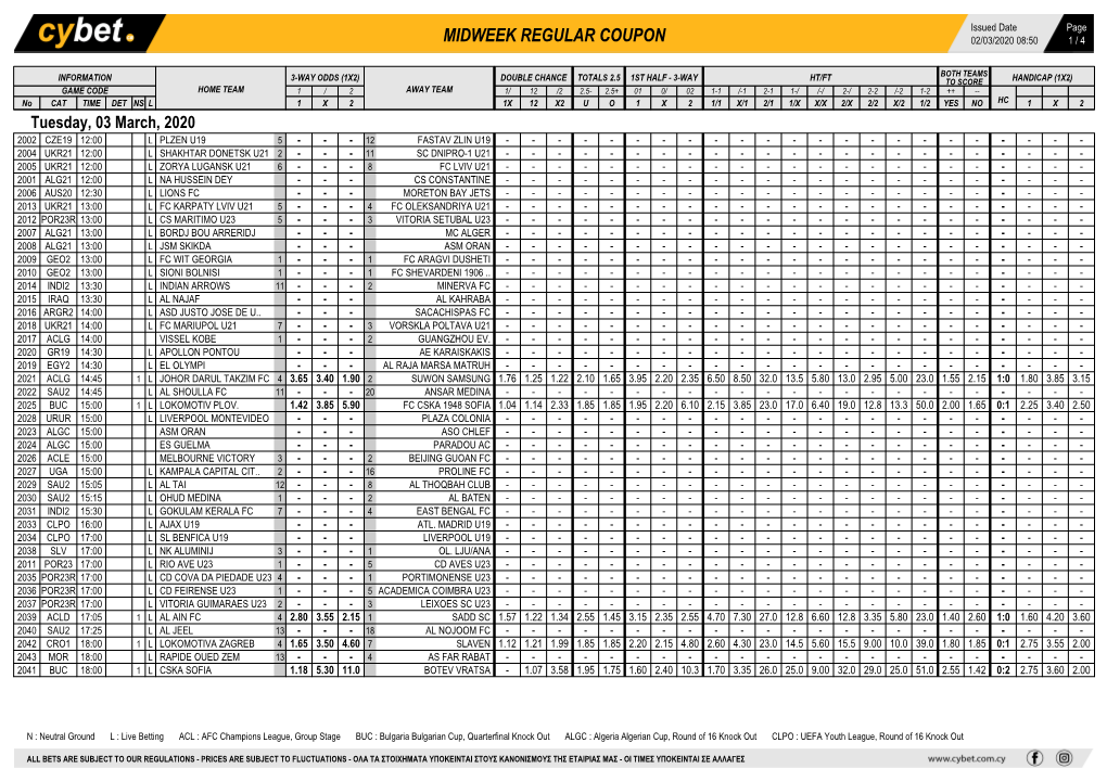 Midweek Regular Coupon 02/03/2020 08:50 1 / 4