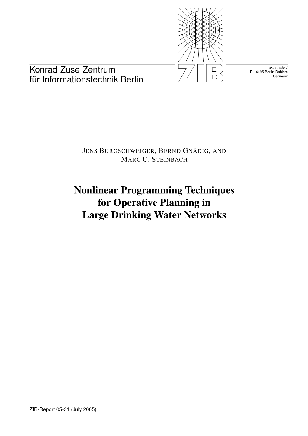 Nonlinear Programming Techniques for Operative Planning in Large Drinking Water Networks