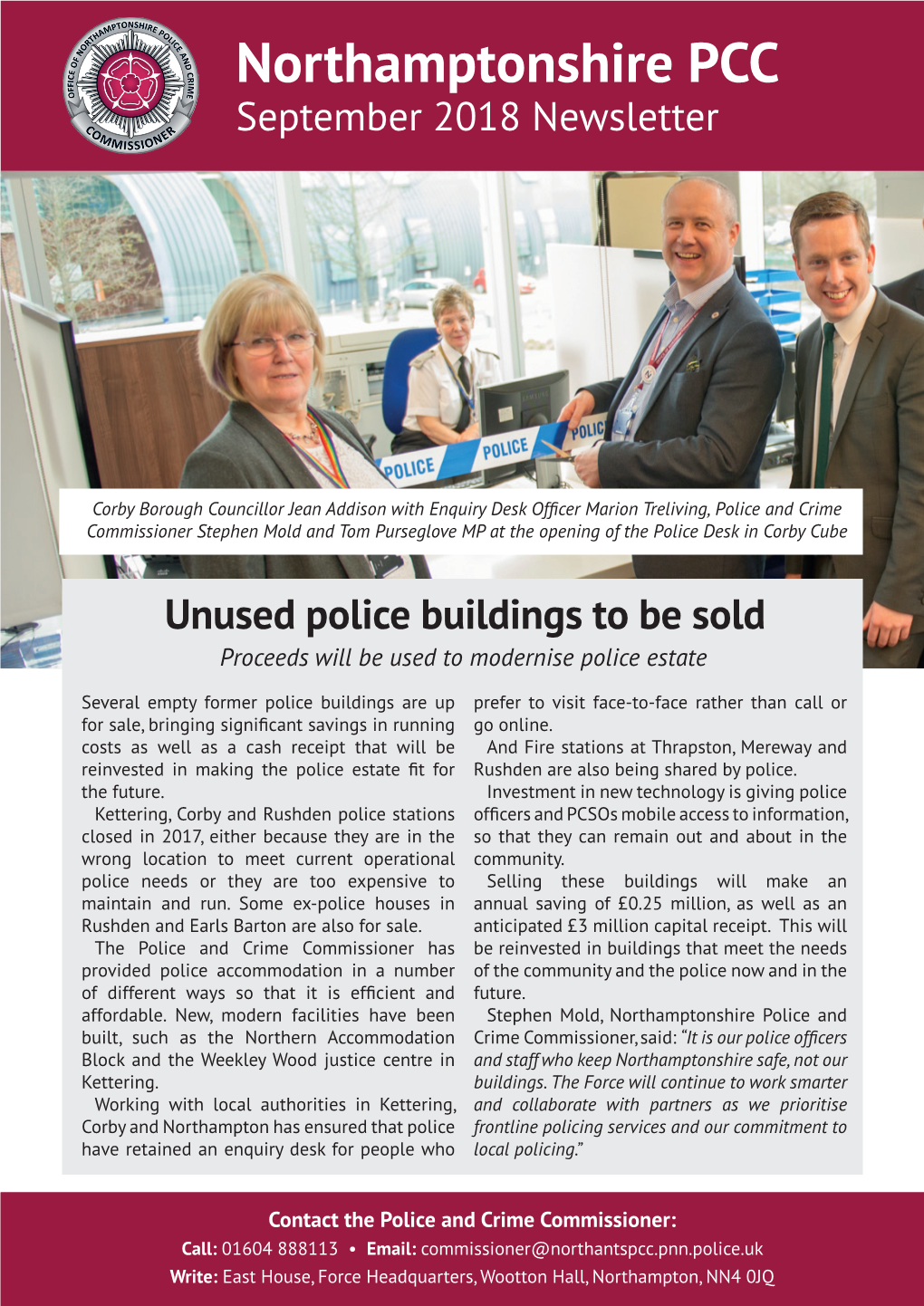 Northamptonshire PCC September 2018 Newsletter