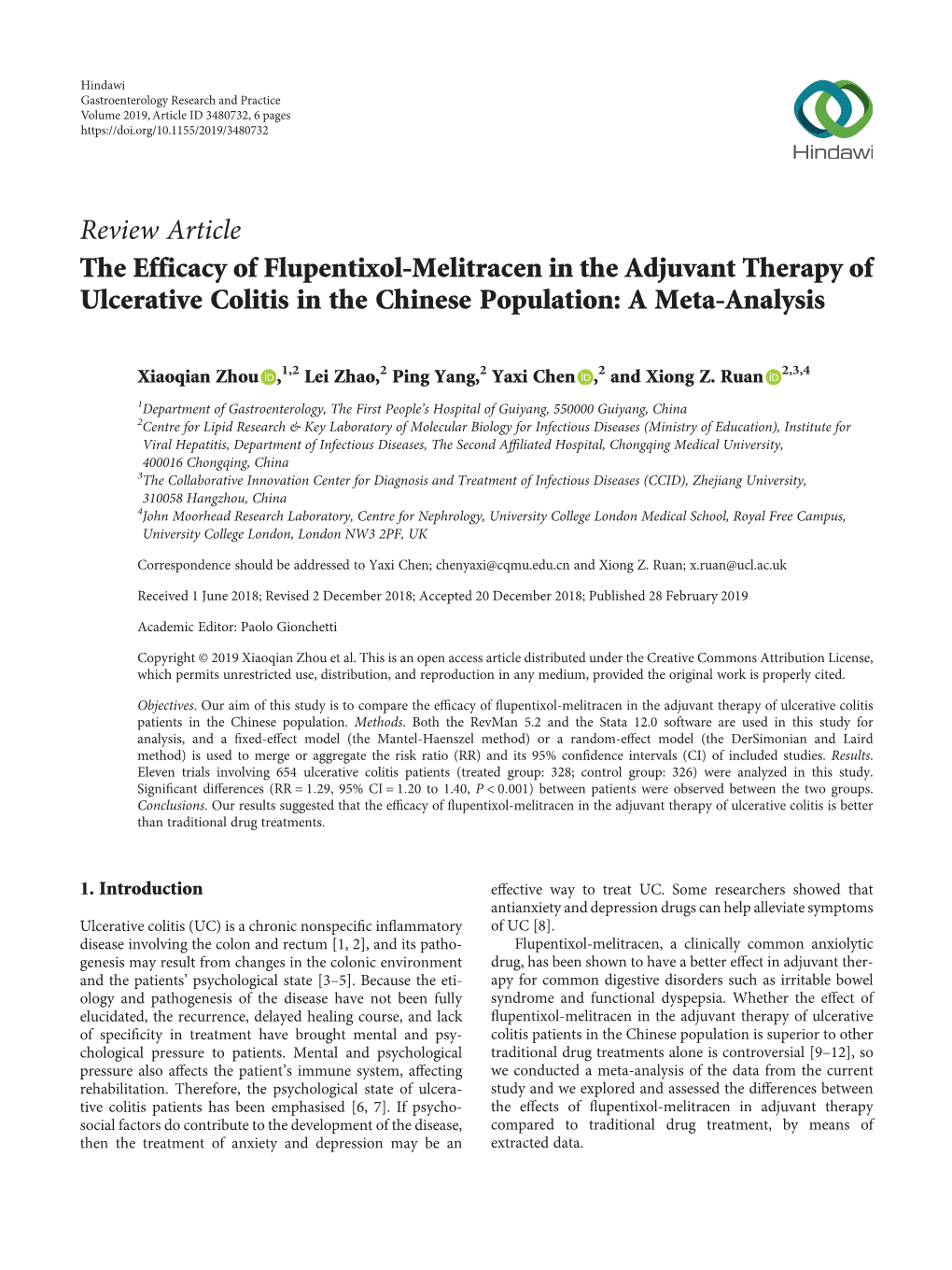 The Efficacy of Flupentixol-Melitracen in the Adjuvant Therapy of Ulcerative Colitis in the Chinese Population: a Meta-Analysis