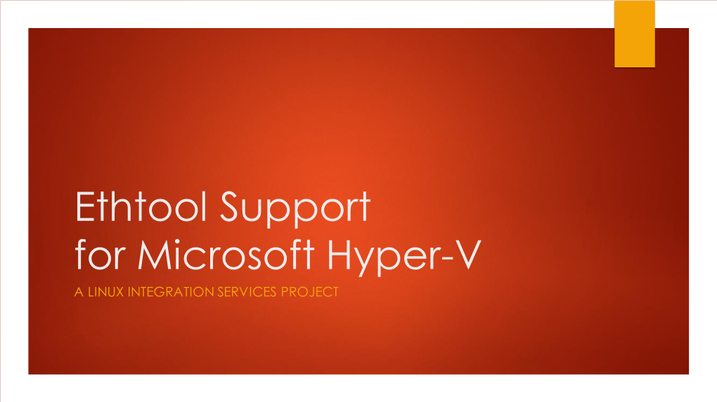 Microsoft Hyper-V Ethtool Support