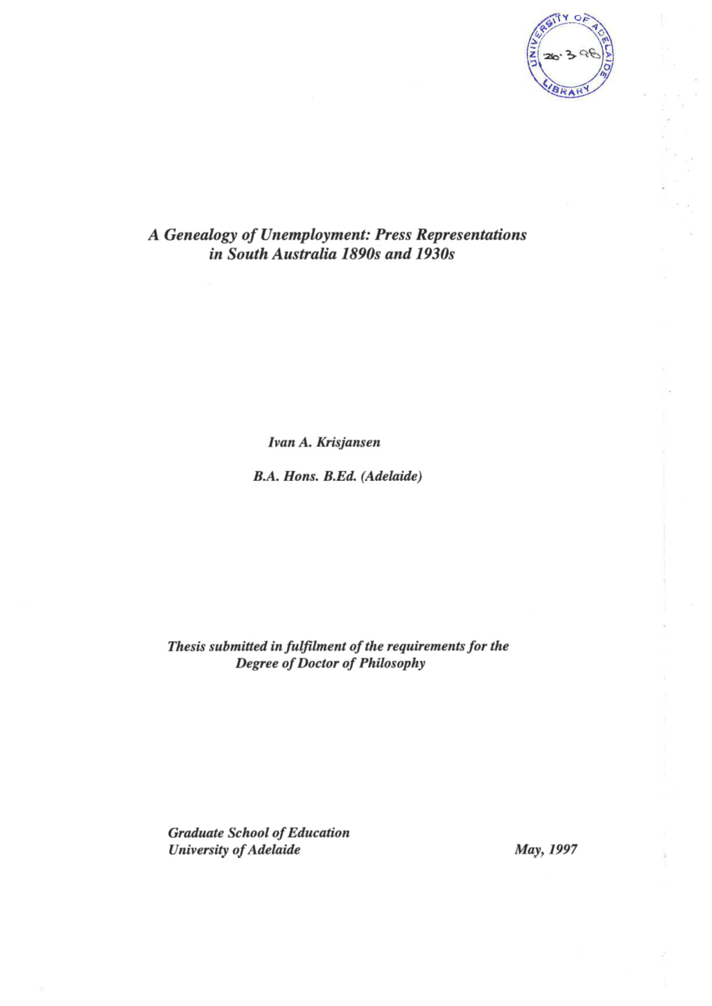 A Genealogy of Unemployment