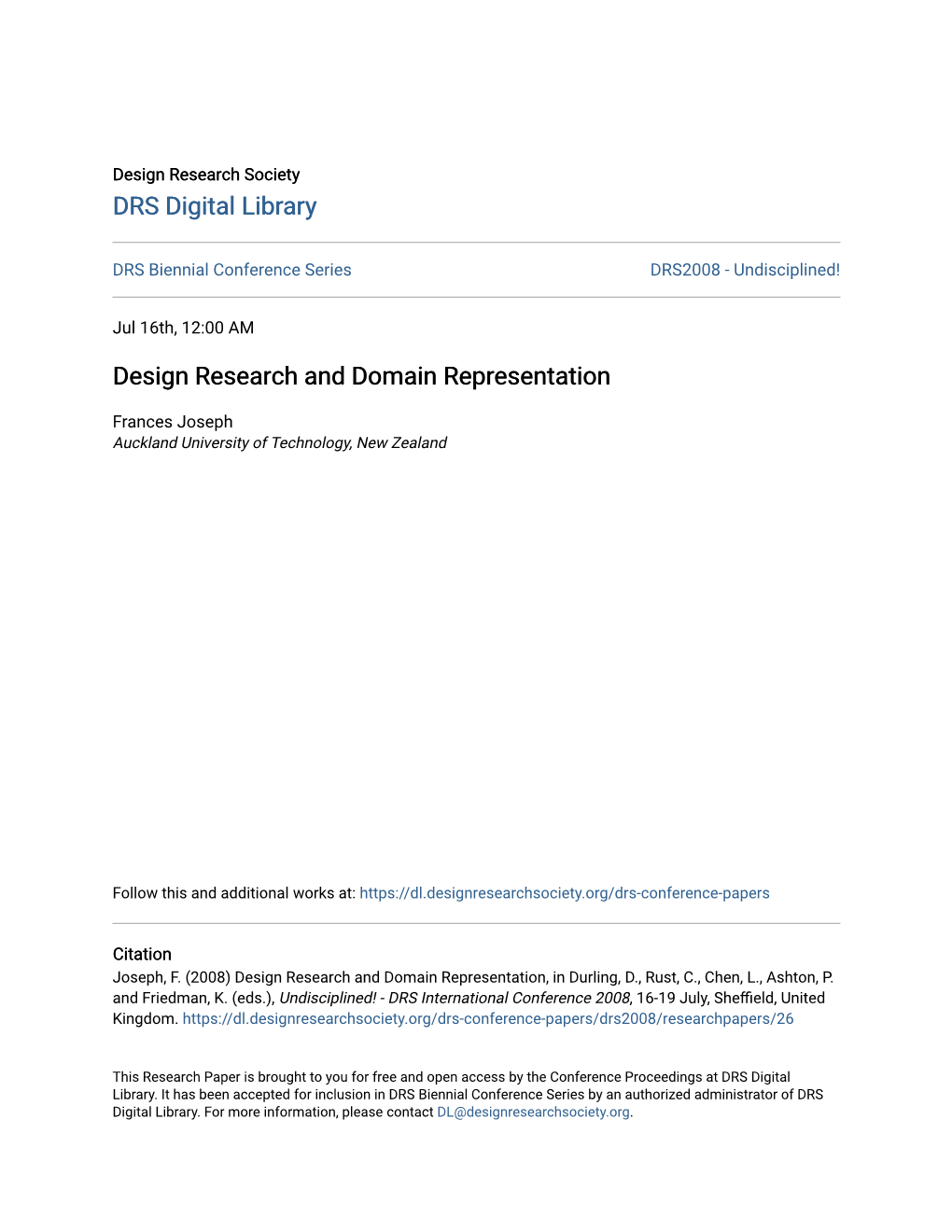 Design Research and Domain Representation