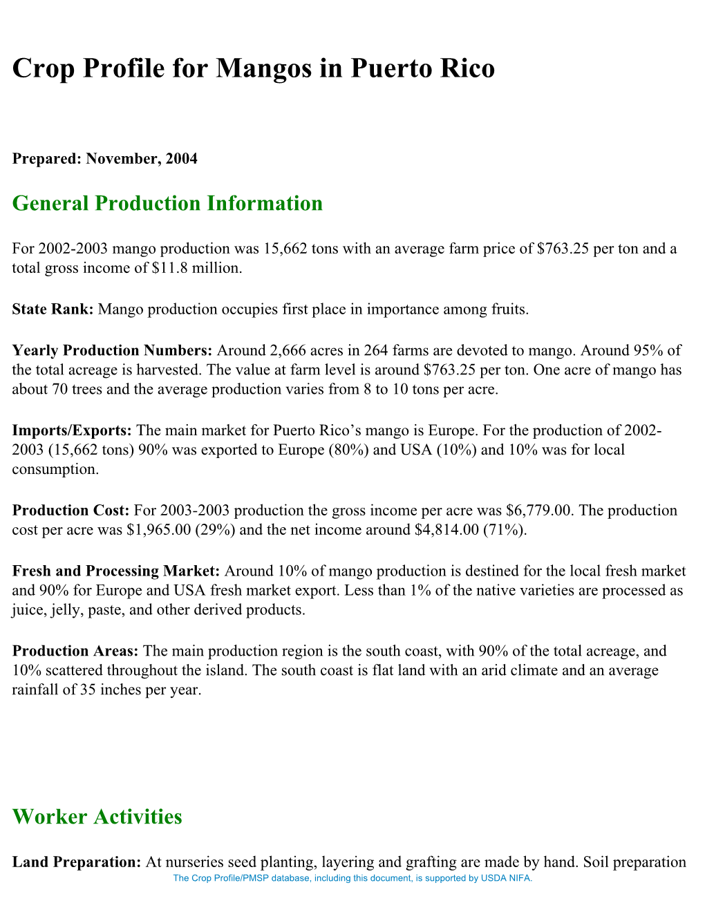 Crop Profile for Mangos in Puerto Rico