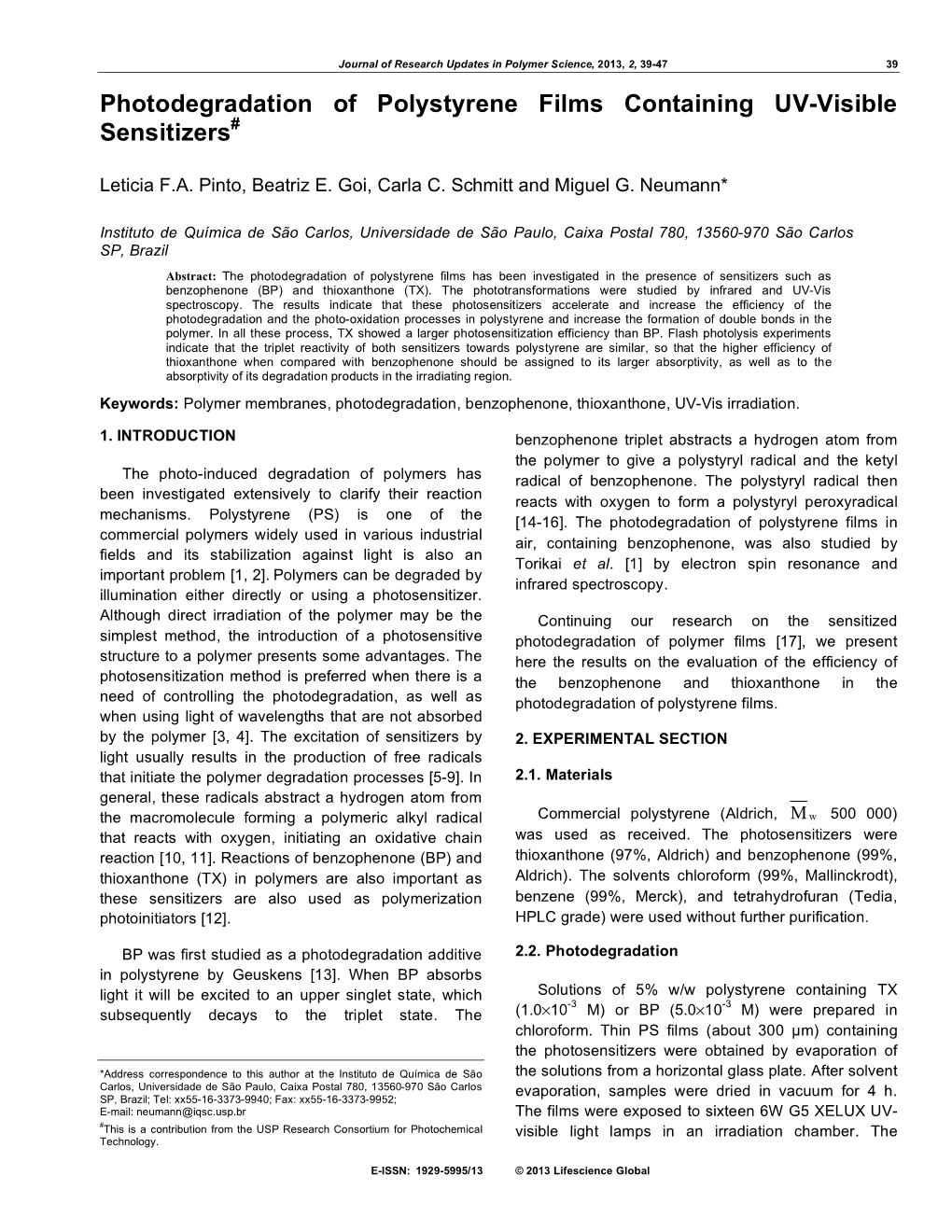 Photodegradation of Polystyrene Films Containing UV-Visible Sensitizers