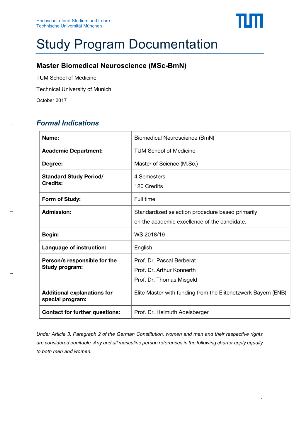 Study Program Documentation