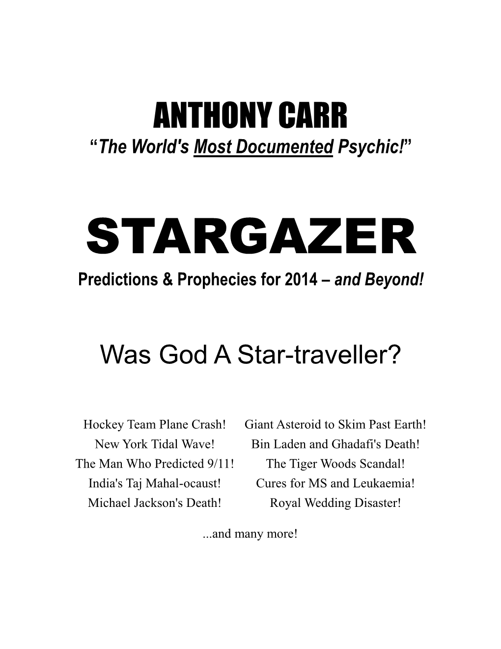 STARGAZER Predictions & Prophecies for 2014 – and Beyond!