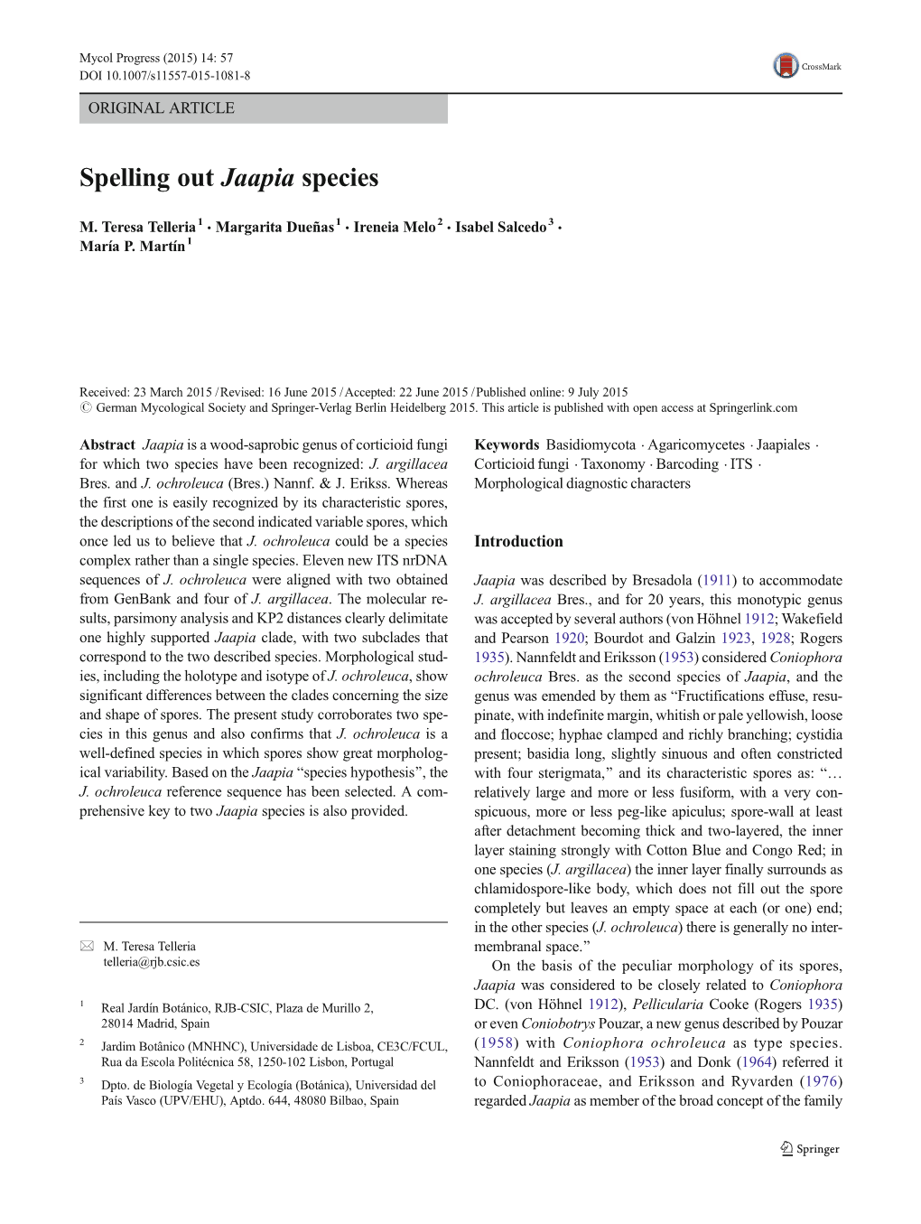 Spelling out Jaapia Species