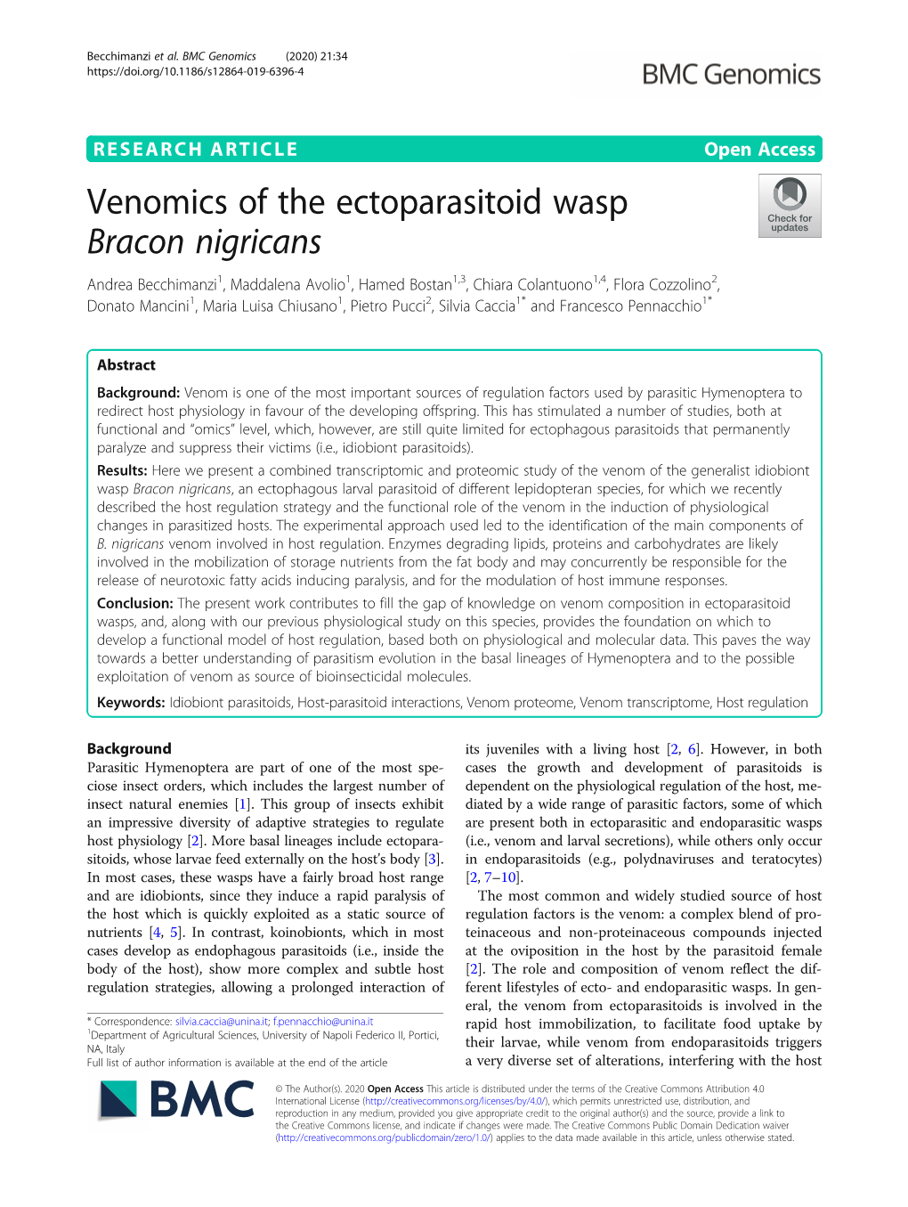 Venomics of the Ectoparasitoid Wasp Bracon Nigricans