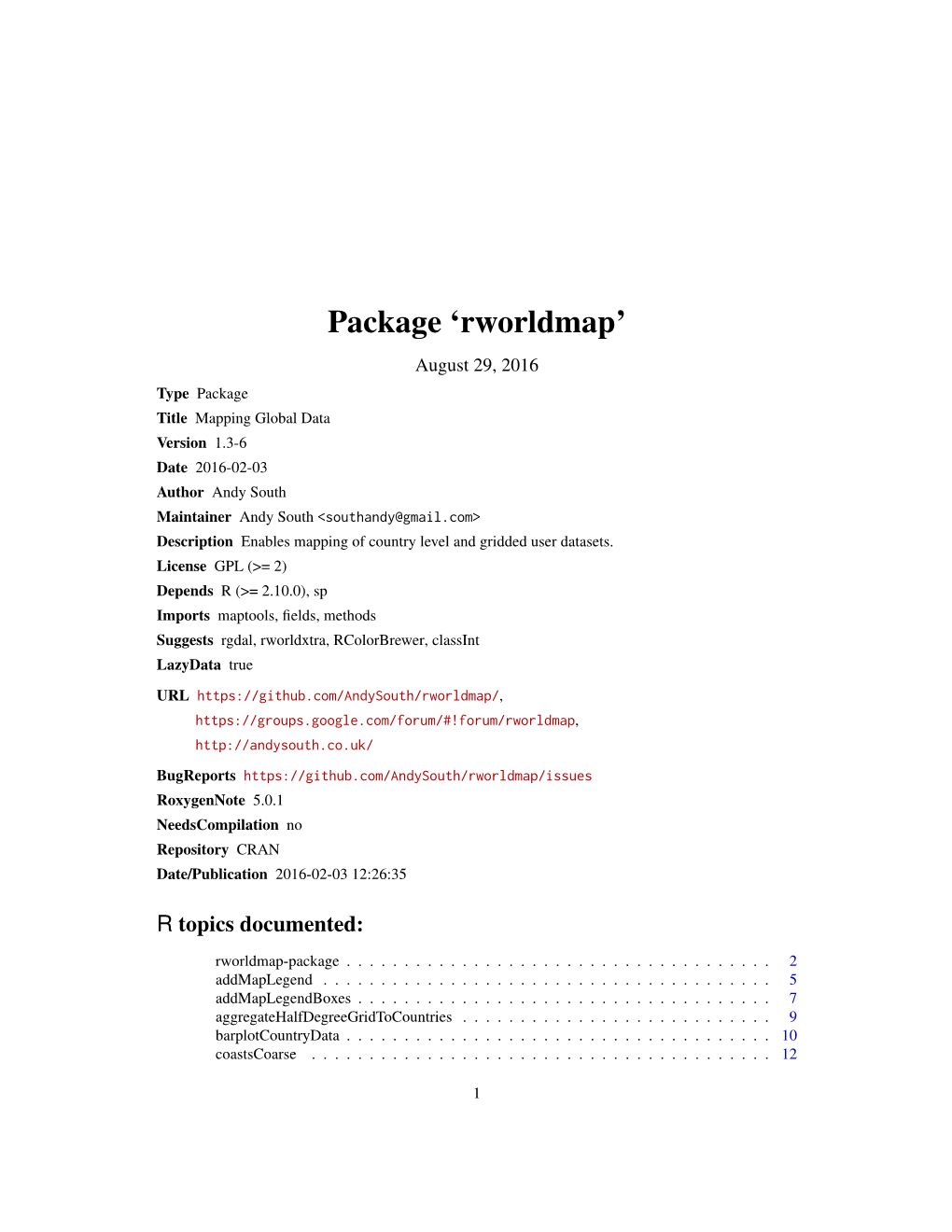 Package 'Rworldmap'