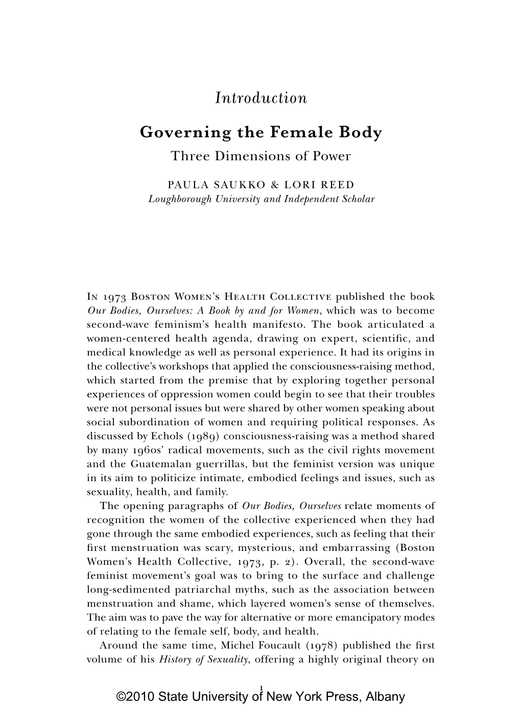 Governing the Female Body Three Dimensions of Power