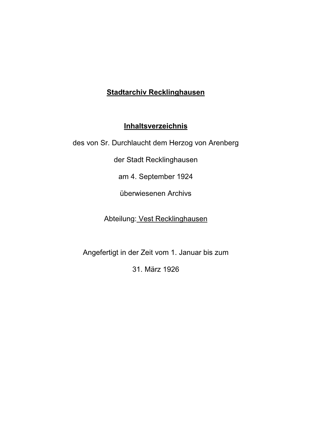 Findbuch Herzoglich Arenbergisches Archiv (I