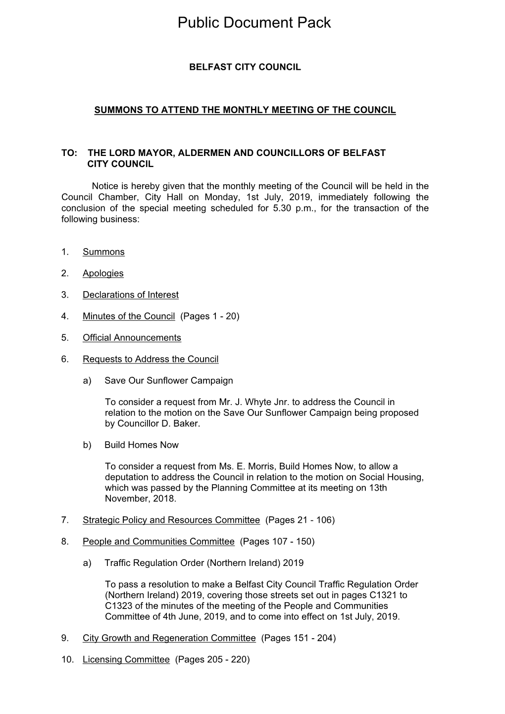 (Public Pack)Agenda Document for Council, 01/07/2019 18:00