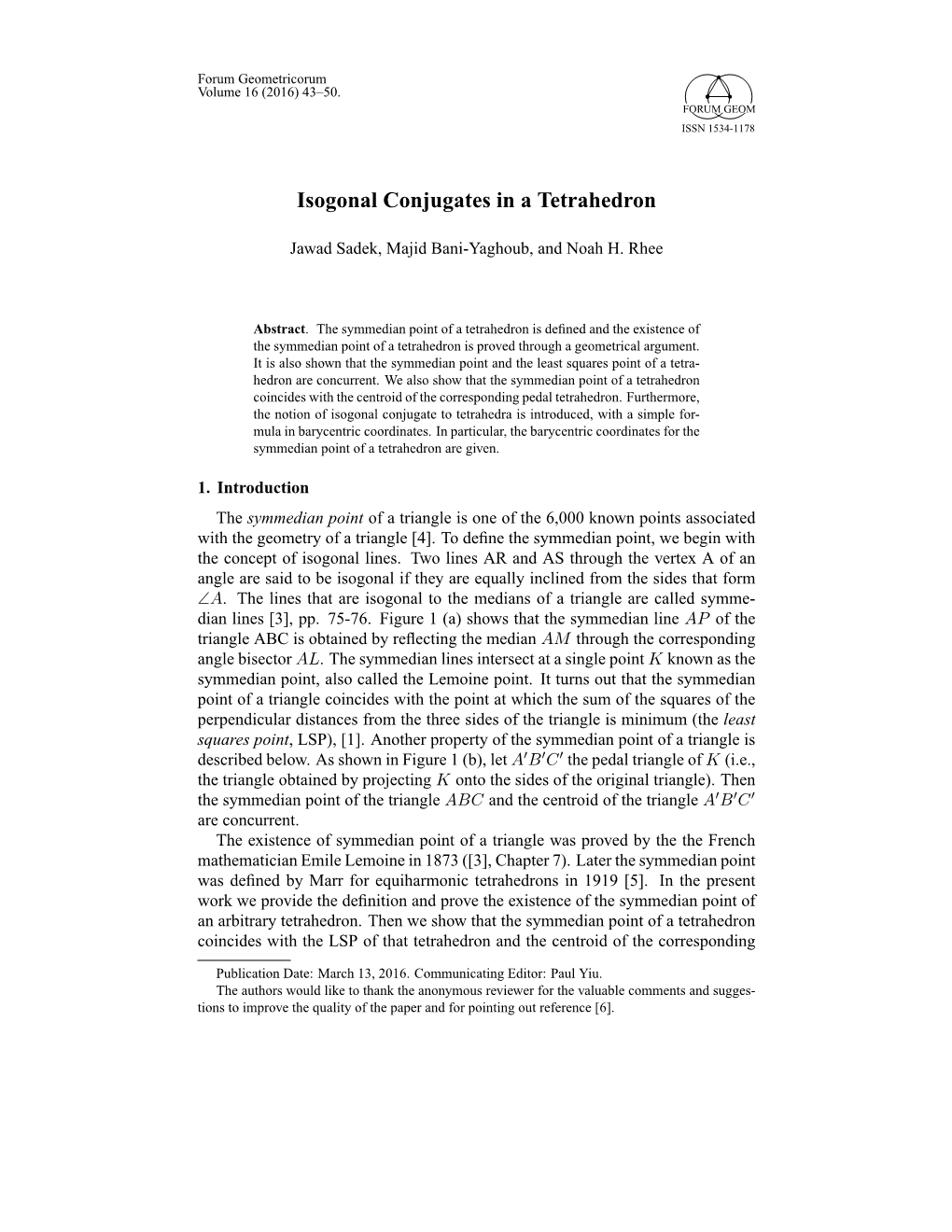 Isogonal Conjugates in a Tetrahedron