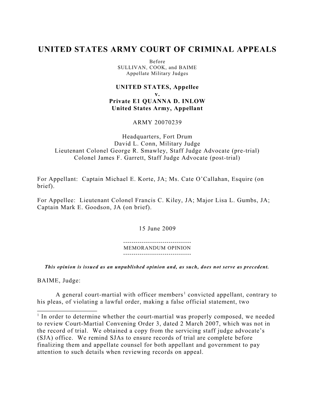 United States Army Court of Criminal Appeals s9