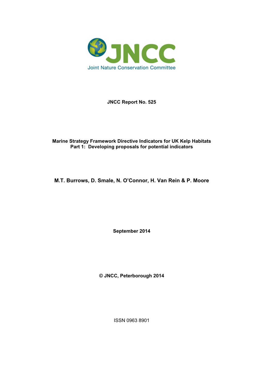 Marine Strategy Framework Directive Indicators for UK Kelp Habitats Part 1: Developing Proposals for Potential Indicators