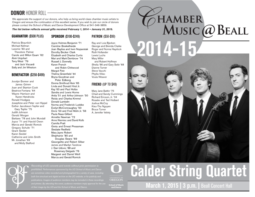 Calder String Quartet Publications