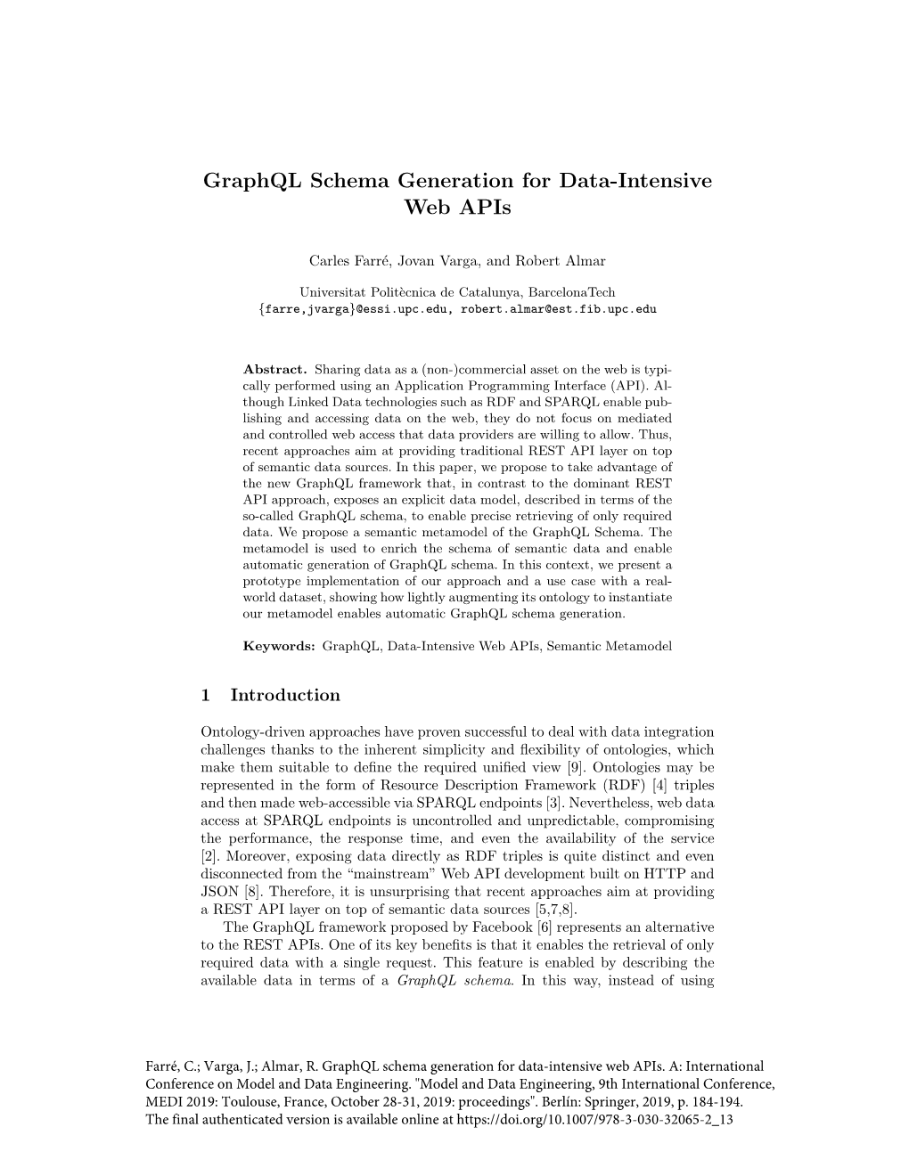 Graphql Schema Generation for Data-Intensive Web Apis