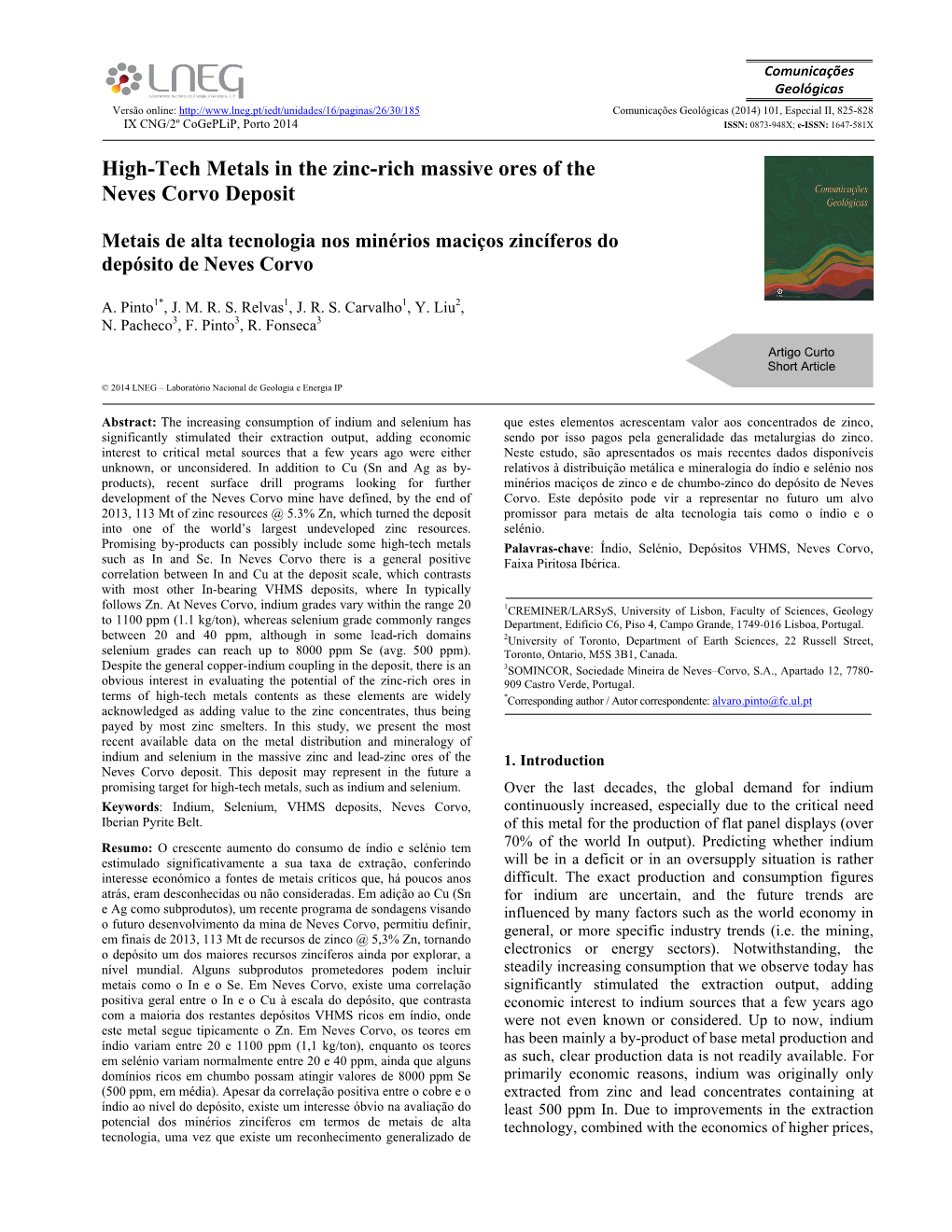 High-Tech Metals in the Zinc-Rich Massive Ores of the Neves Corvo Deposit