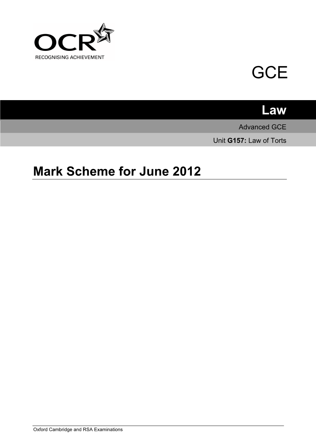 Law Mark Scheme for June 2012