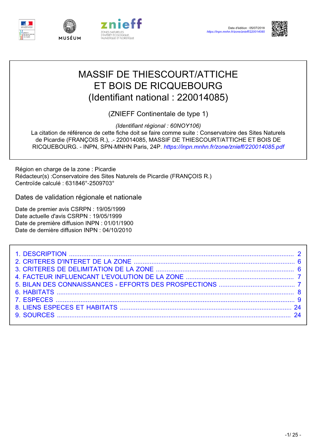 MASSIF DE THIESCOURT/ATTICHE ET BOIS DE RICQUEBOURG (Identifiant National : 220014085)