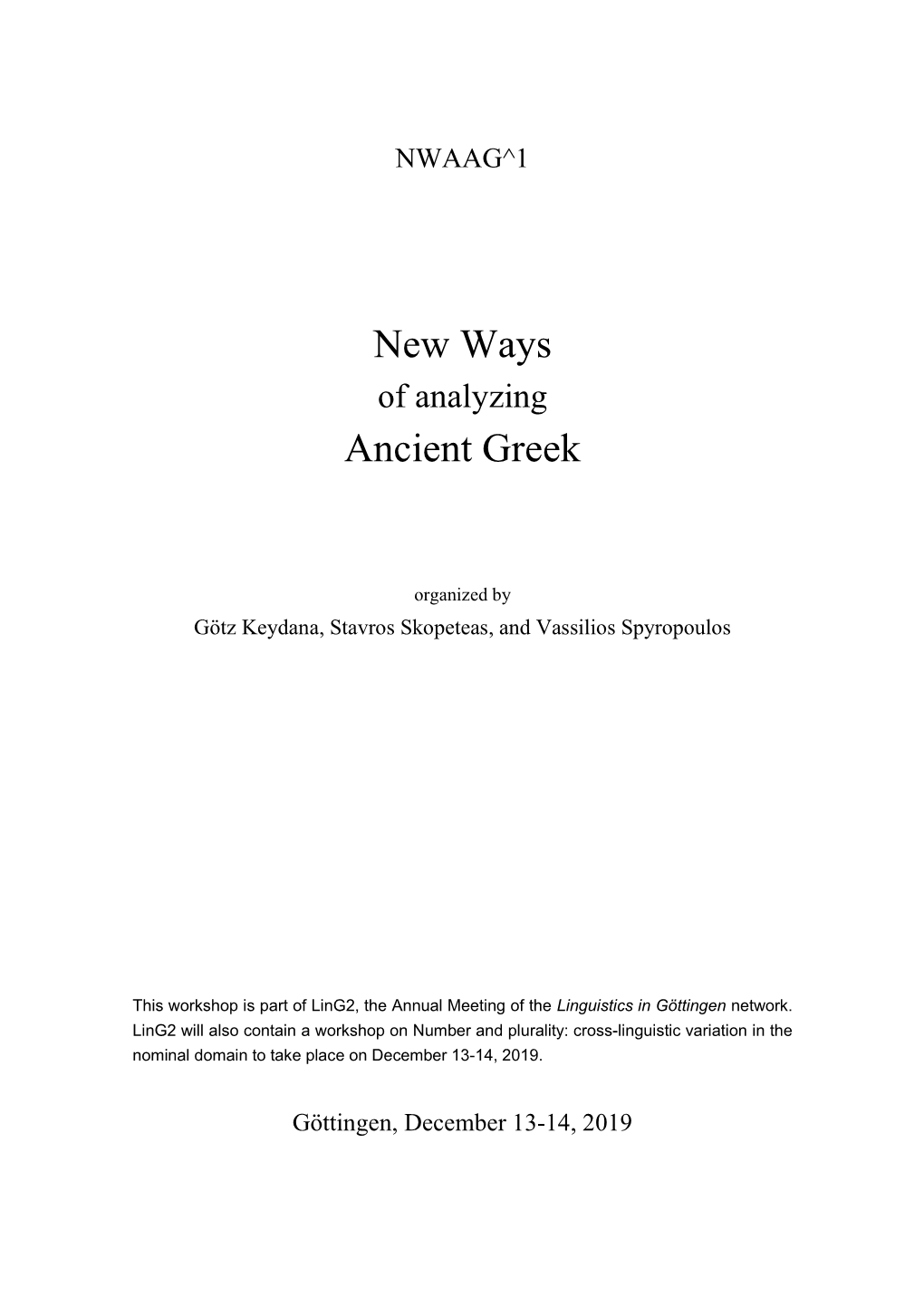 New Ways Ancient Greek