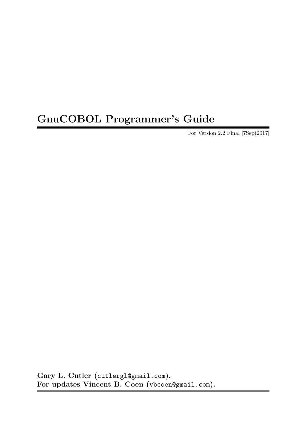 Gnucobol Programmer's Guide