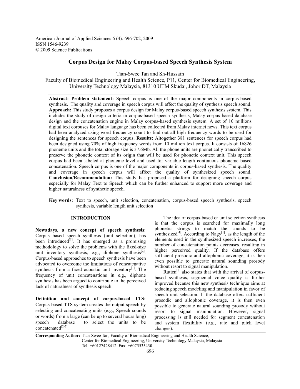 Corpus Design for Malay Corpus-Based Speech Synthesis System
