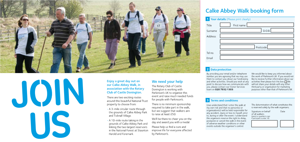 Calke Abbey Walk Booking Form