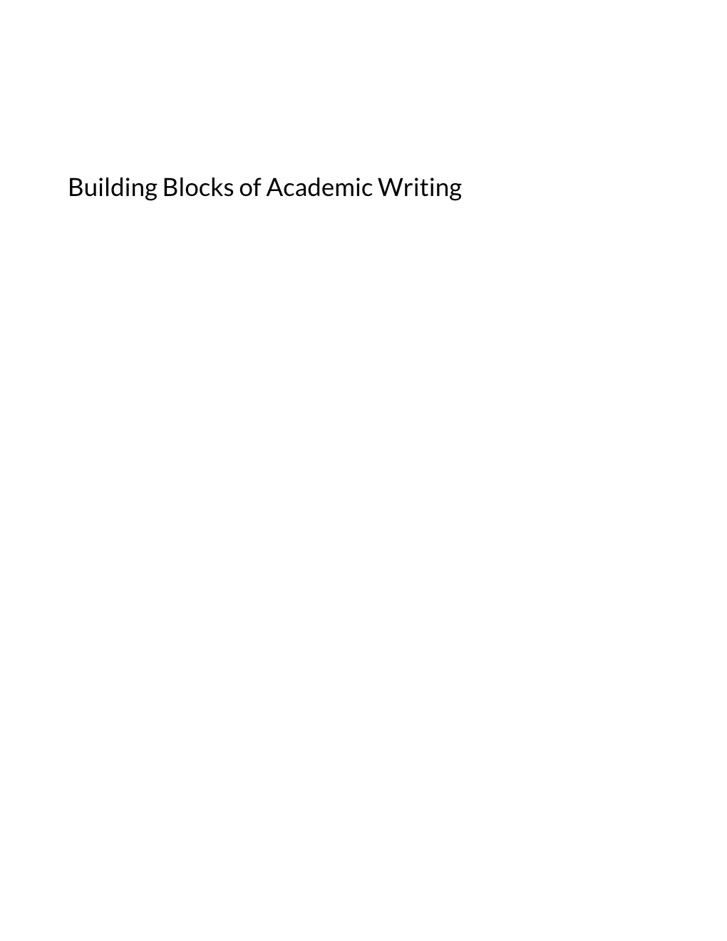 Building Blocks of Academic Writing