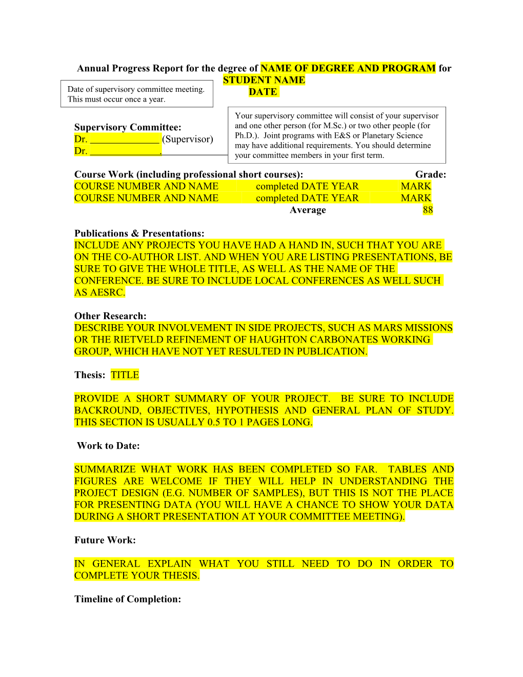 Annual Progress Report for the Degree of M