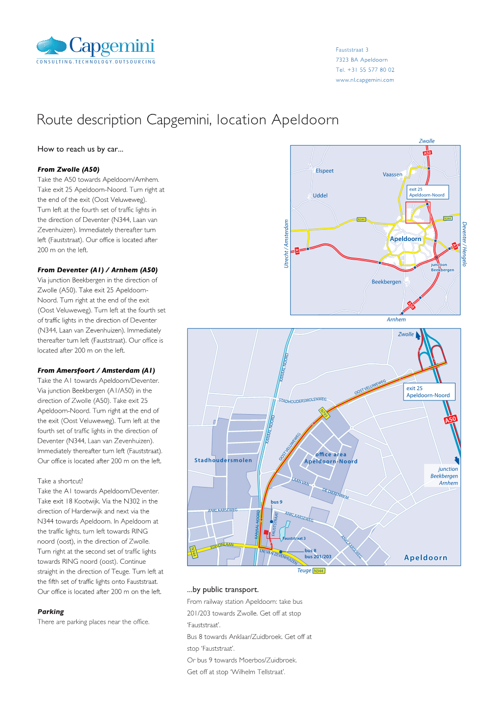 Route Description Capgemini, Location Apeldoorn