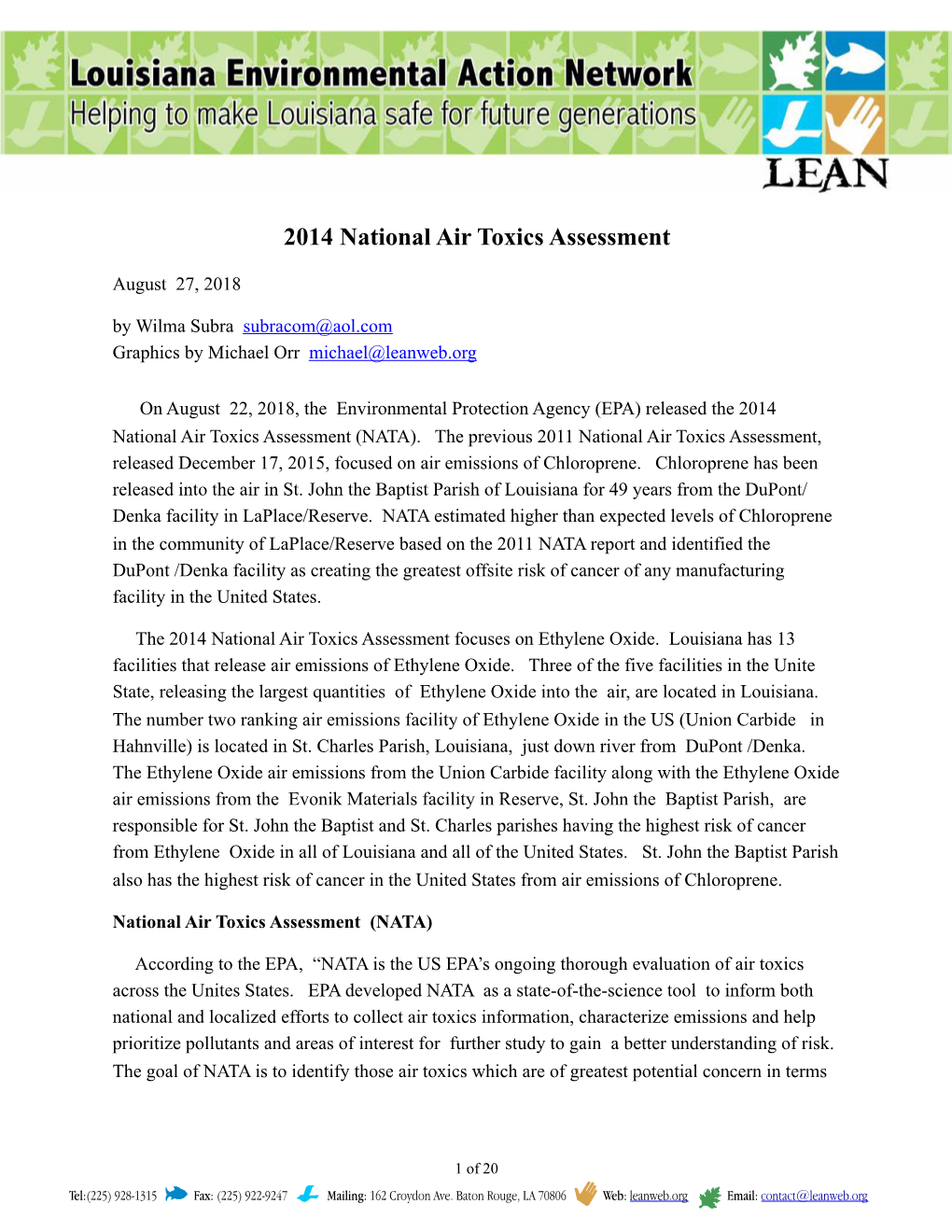 2014 National Air Toxics Assessment