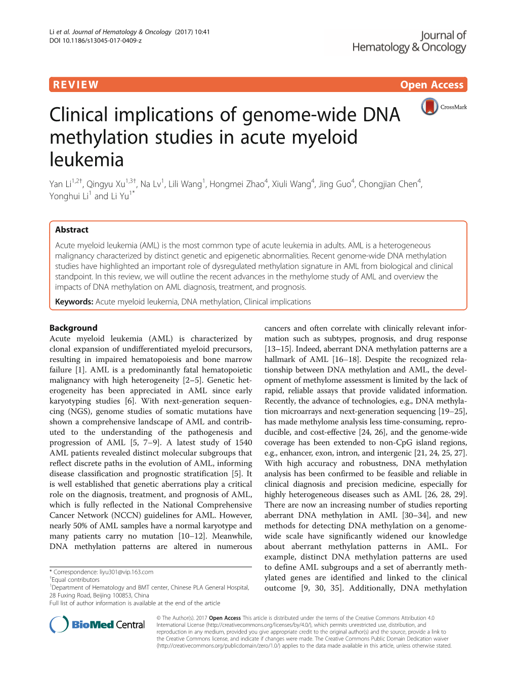 Clinical Implications of Genome-Wide DNA Methylation Studies in Acute
