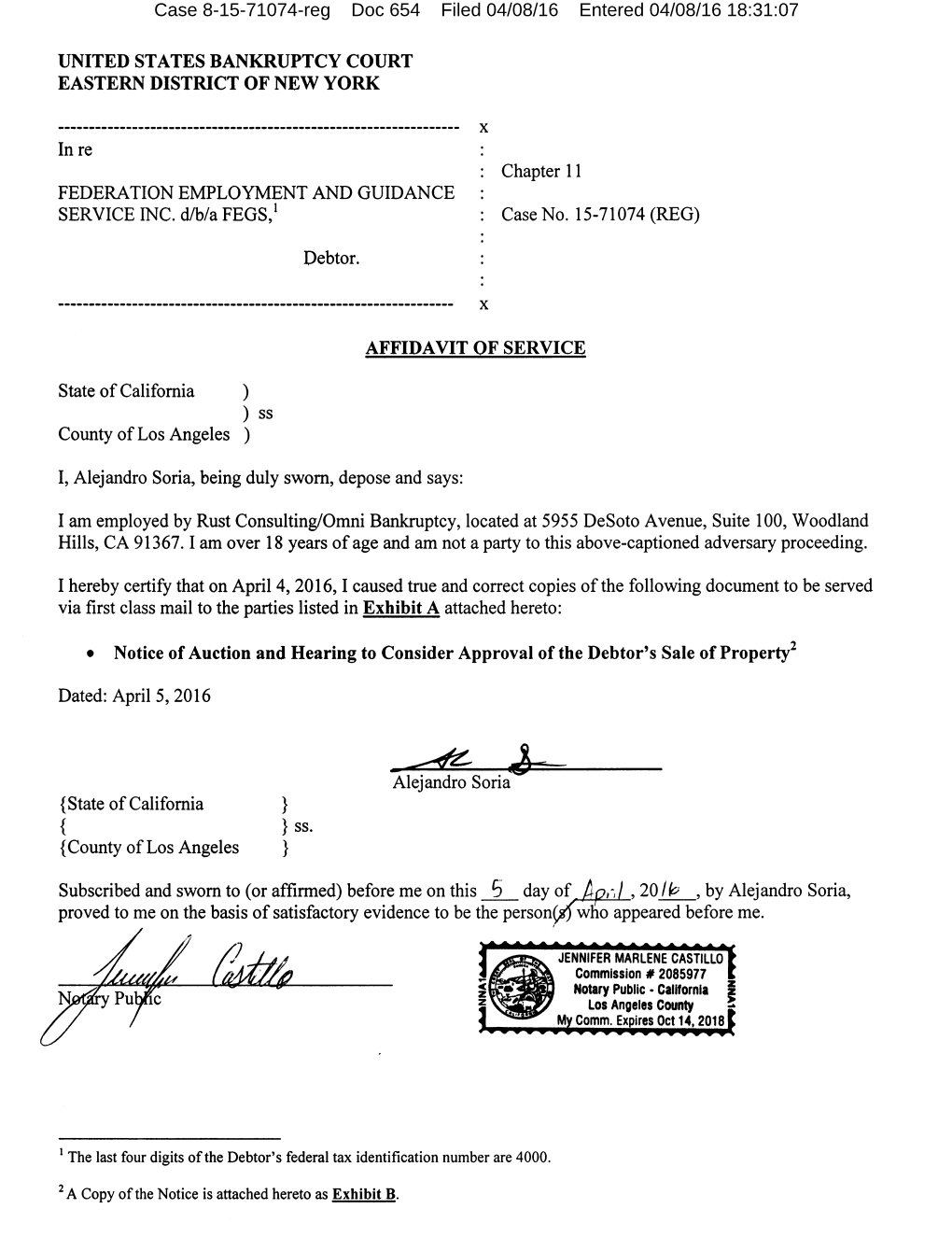 Case 8-15-71074-Reg Doc 654 Filed 04/08/16 Entered 04/08/16 18:31:07 Case 8-15-71074-Reg Doc 654 Filed 04/08/16 Entered 04/08/16 18:31:07