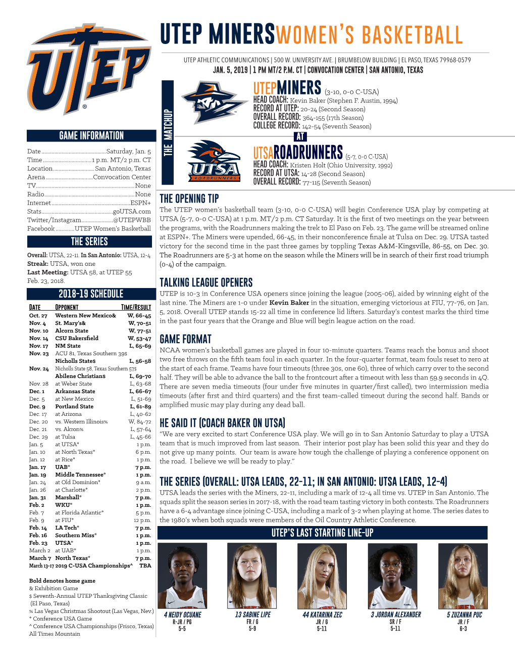 UTEP Minerswomen's Basketball