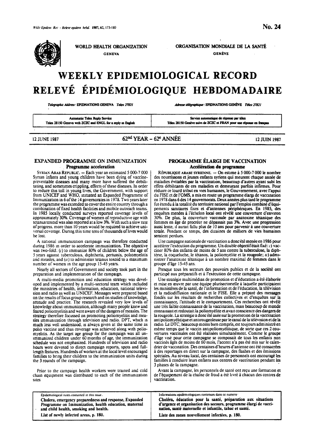 Weekly Epidemiological Record Relevé Épidémiologique Hebdomadaire