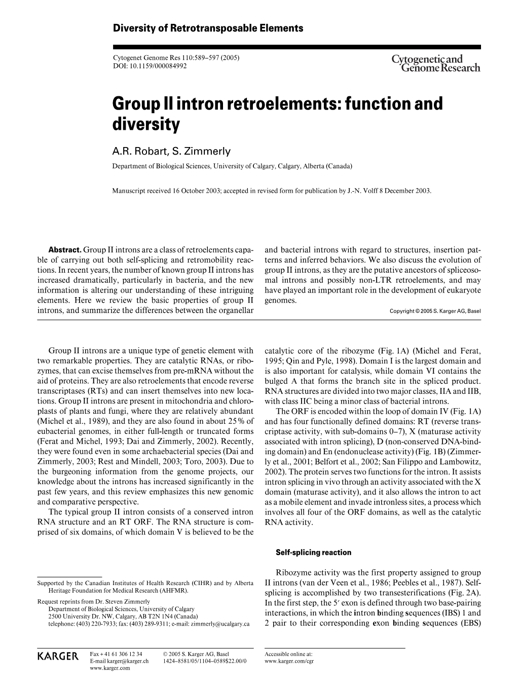 Group II Intron Retroelements: Function and Diversity