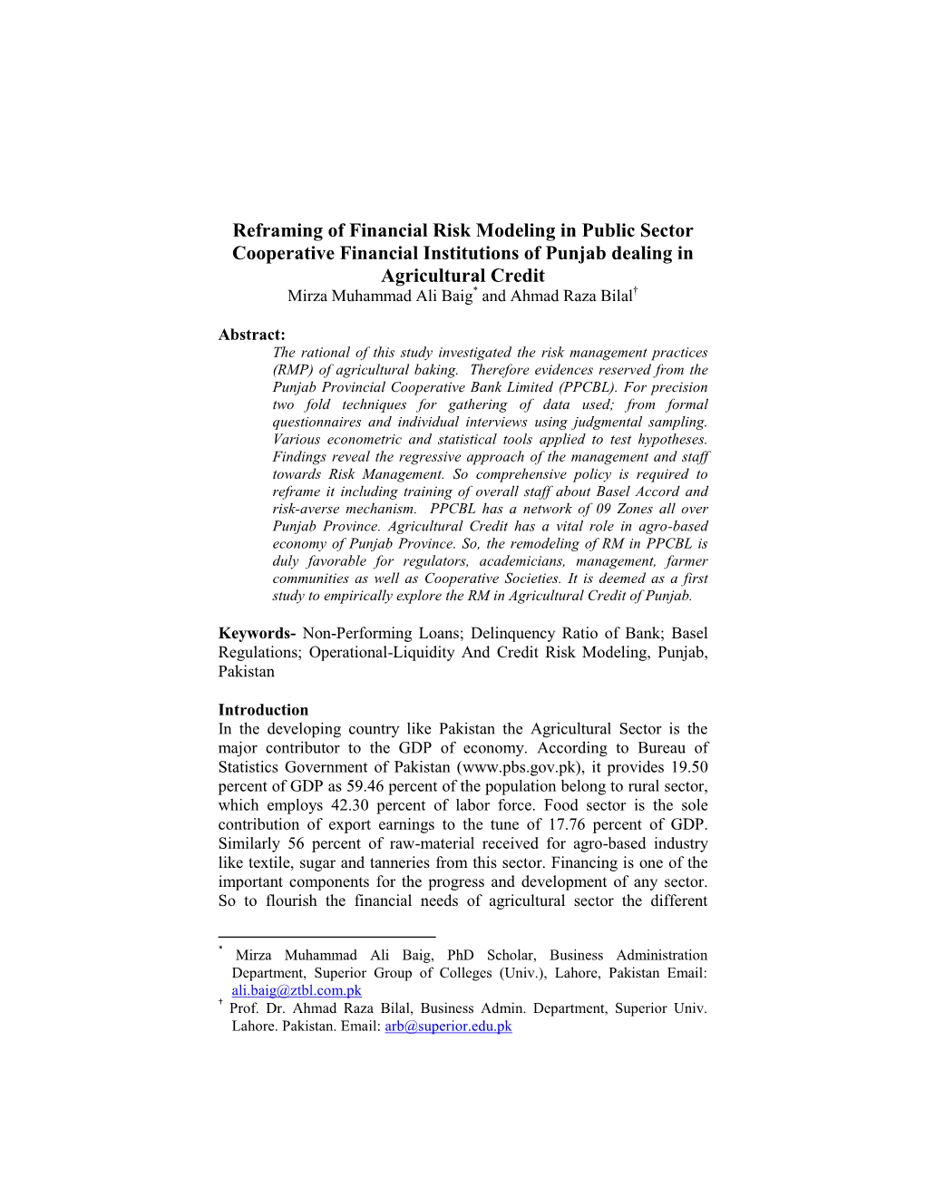 Reframing of Financial Risk Modeling in Public Sector Cooperative