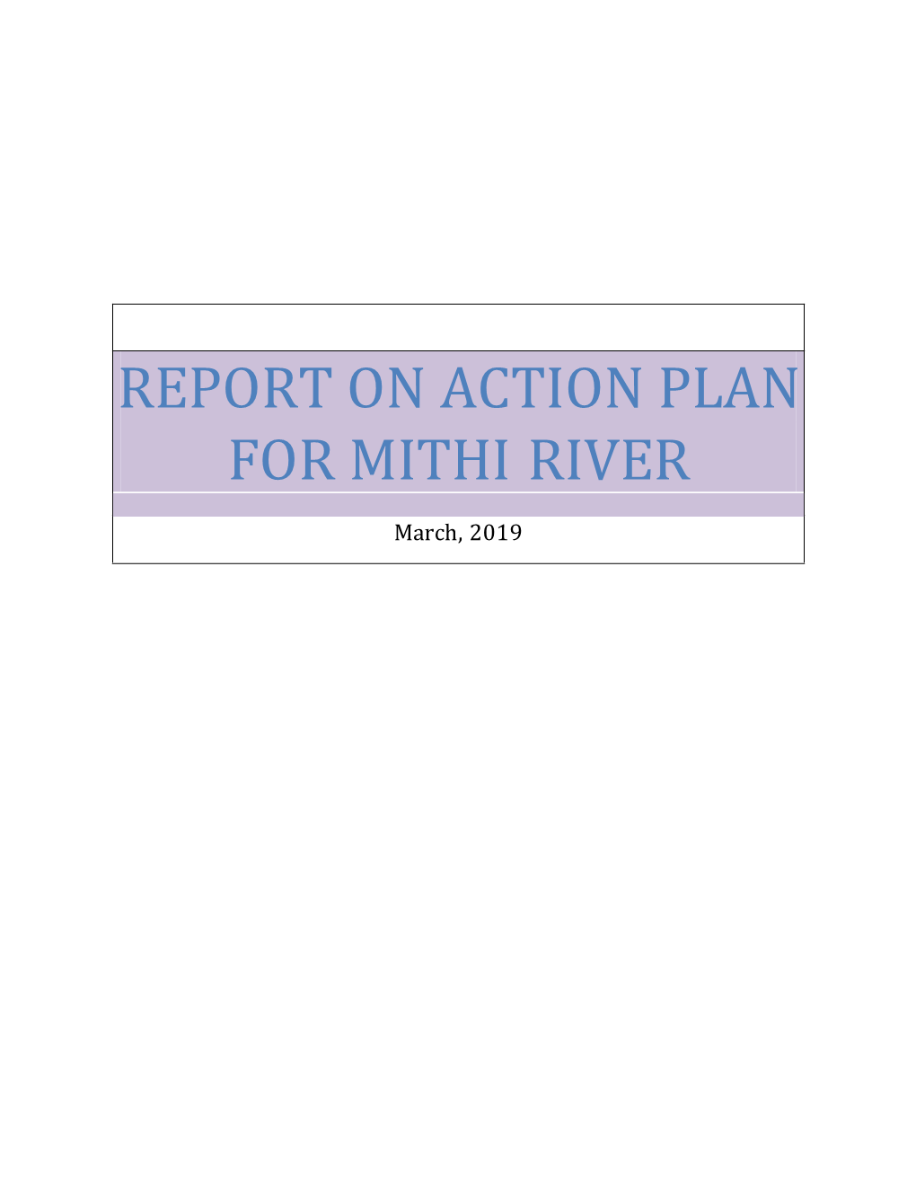 Report on Action Plan for Mithi River