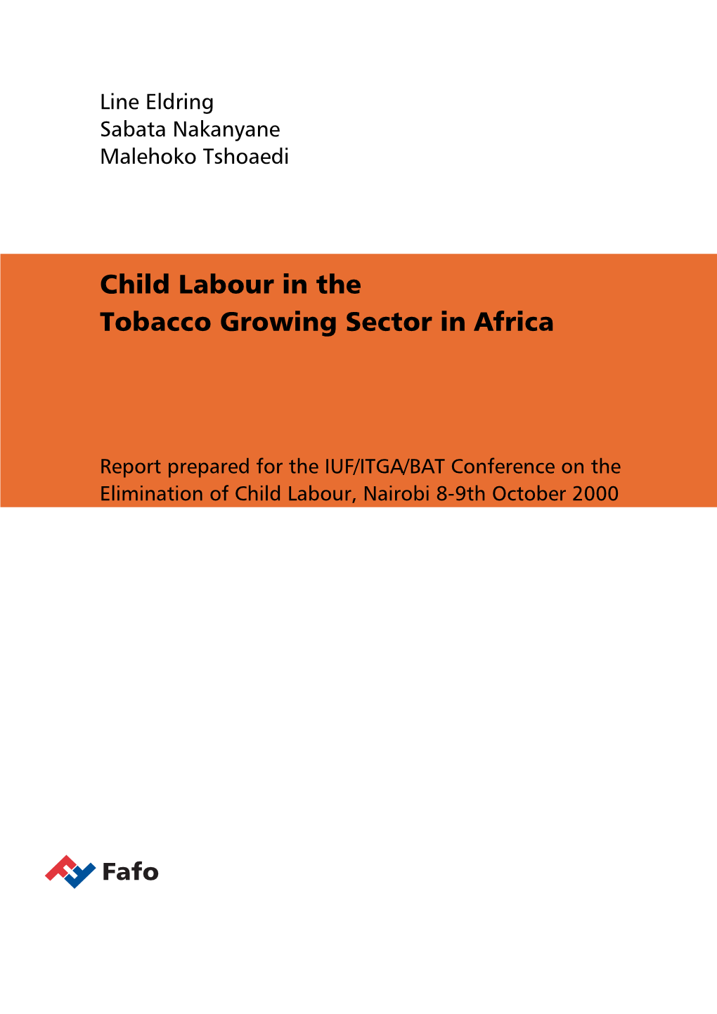 Child Labour in the Tobacco Growing Sector in Africa
