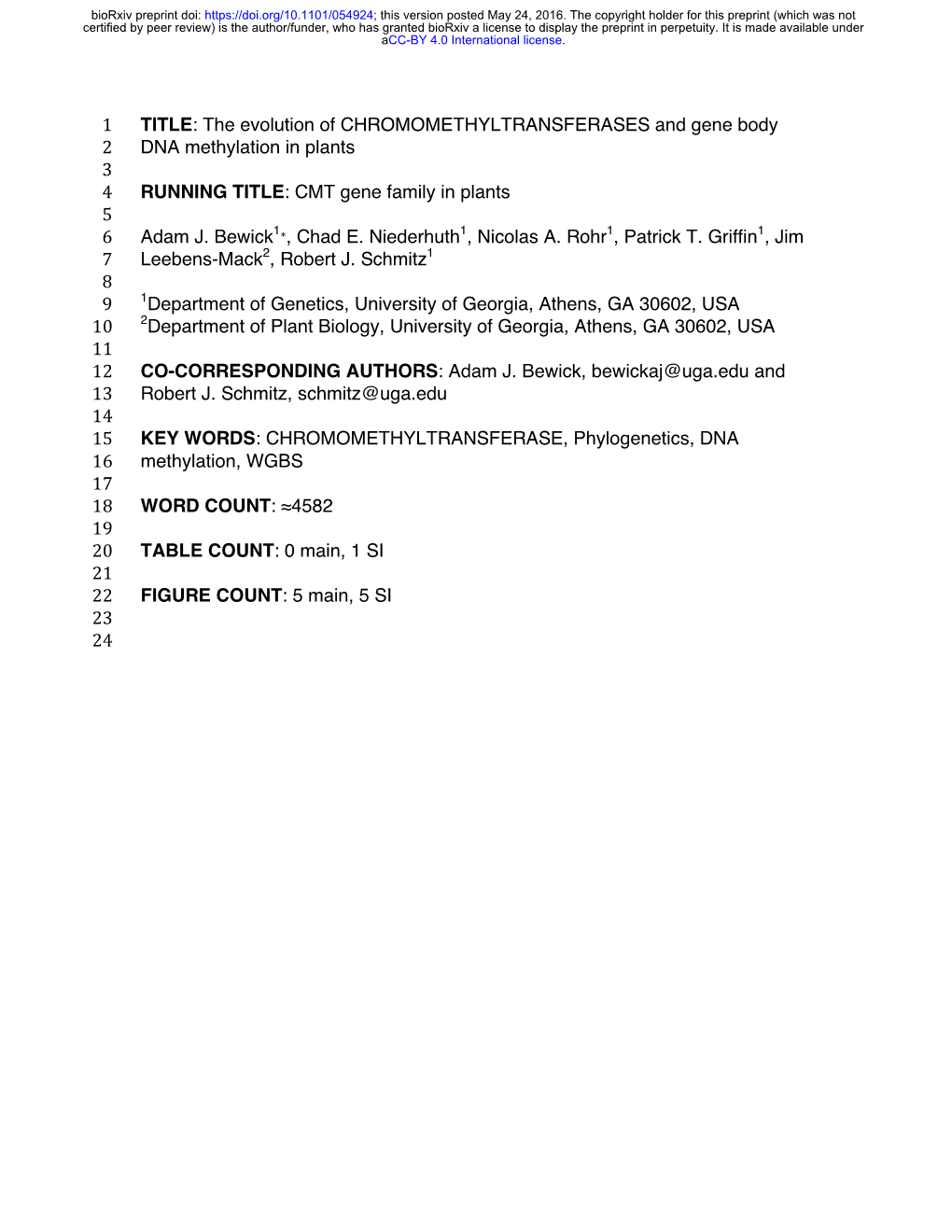 CMT Gene Family in Plants 5 6 Adam J