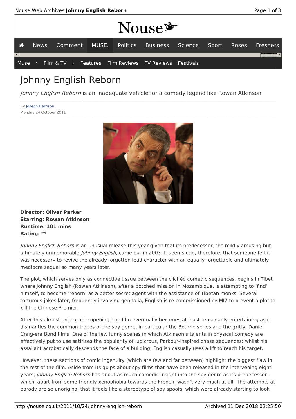 Johnny English Reborn | Nouse