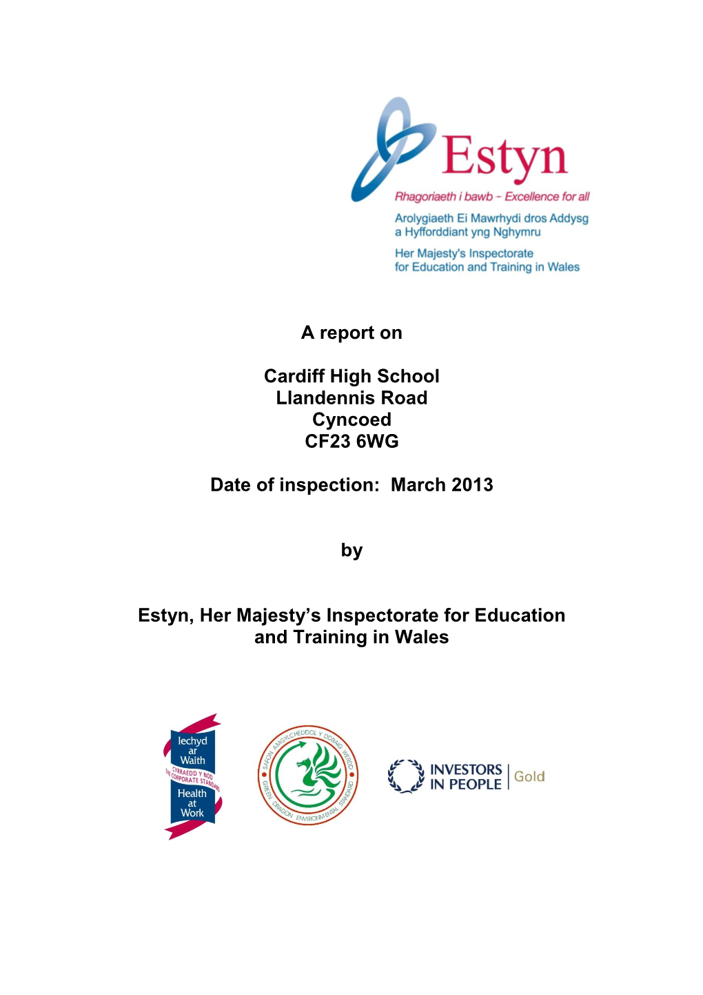 Inspection Report Cardiff High School 2013