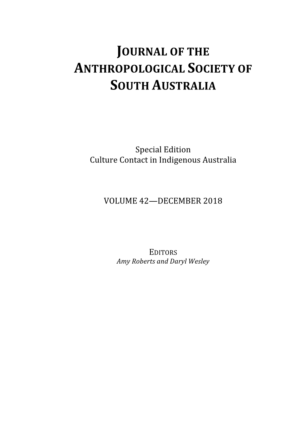 Journal of the Anthropological Society of South Australia