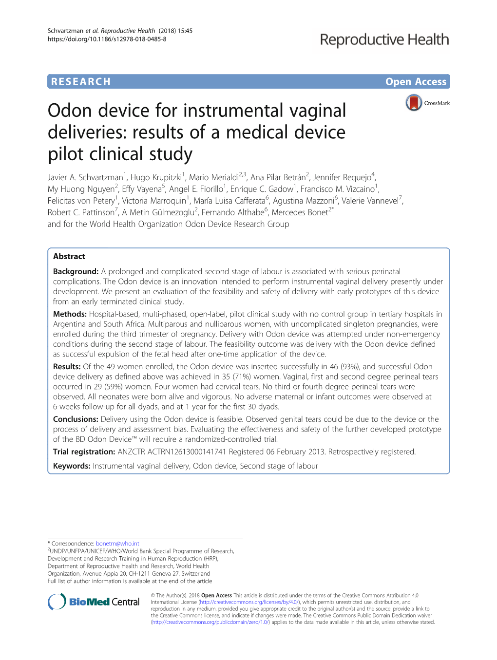 Odon Device for Instrumental Vaginal Deliveries: Results of a Medical Device Pilot Clinical Study Javier A